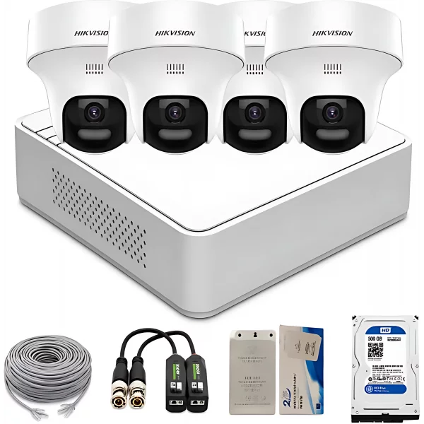 4 Pcs Hikvision DS-2CE70D0T-PTLXTS 2MP 360 Camera Package