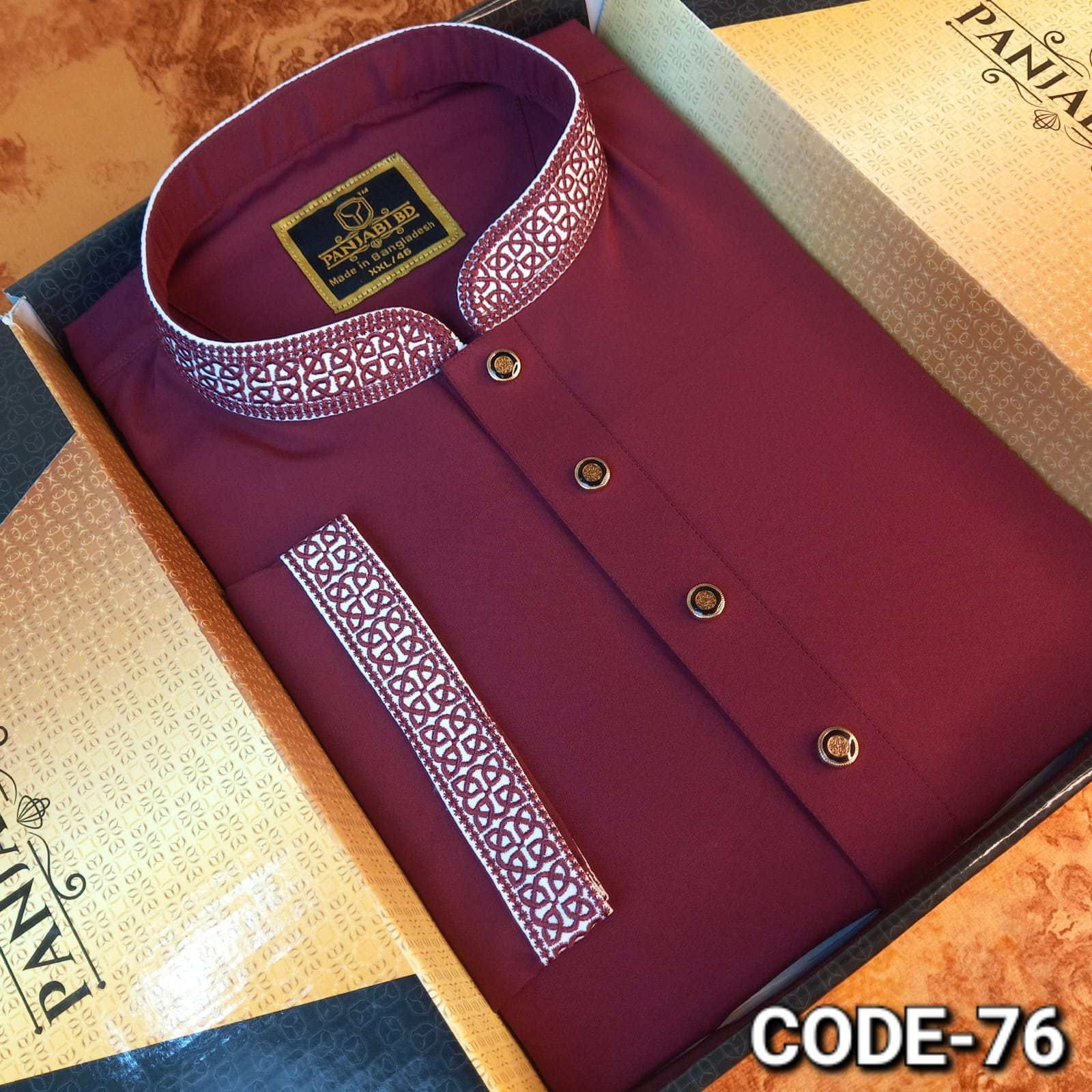 Premium Maroon Embroidery Panjabi (CODE-76)